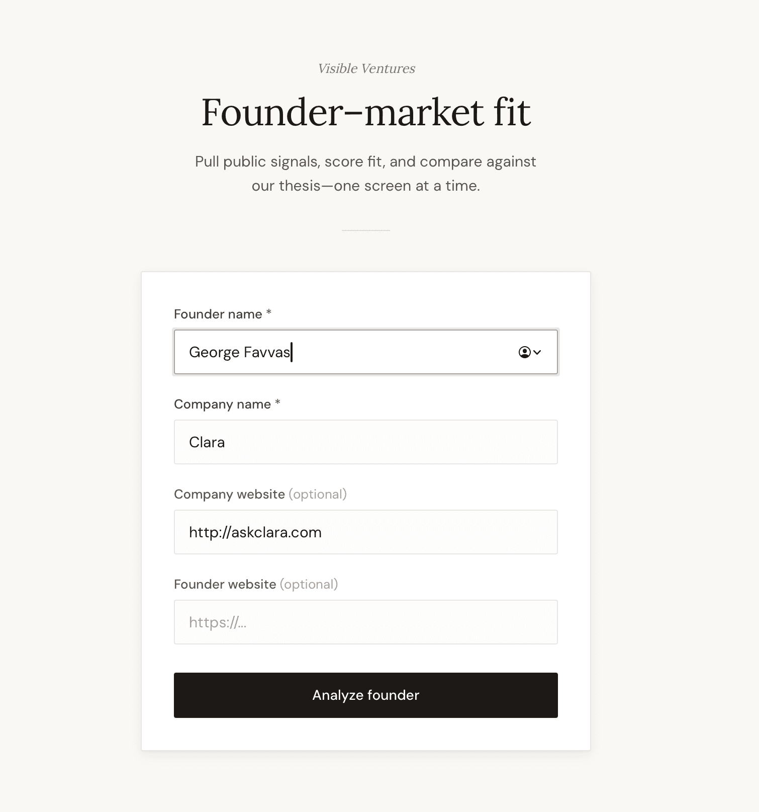 Founder Market Fit Analyzer